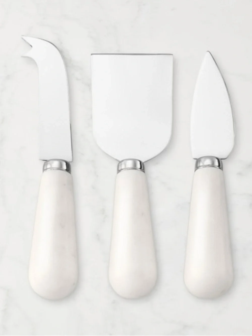 Williams-Sonoma Set of 3 White Marble &Copper Cheese Knives